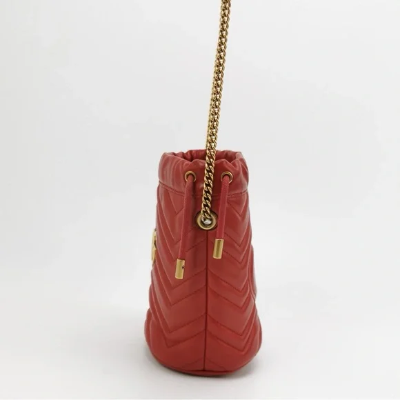 Gucci Red and Gold Mini Bag with Chevron Quilting - Picture 3 of 14